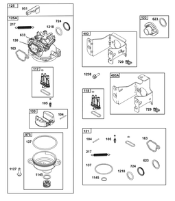 Carburetor Group Diagram and Parts List for 123P02-0026-H5 100000 - 19Z999 Briggs and Stratton Engine